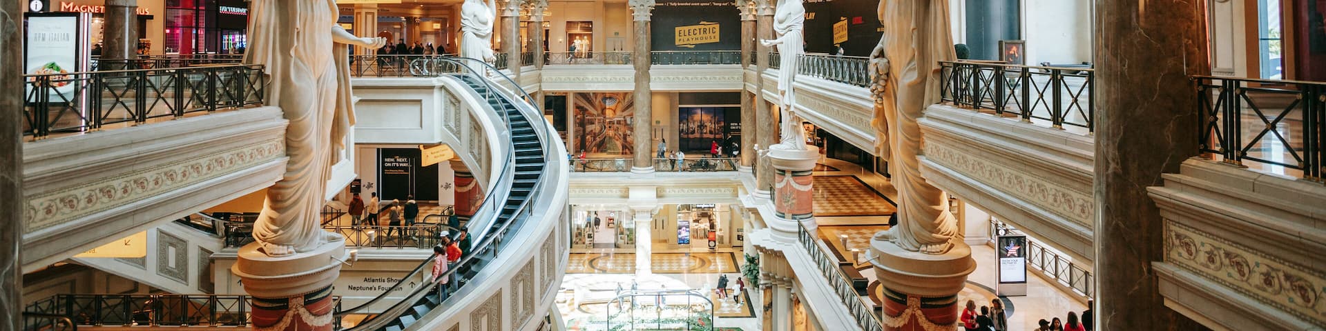Forum Shops at Caesars which includes interior views and a casino