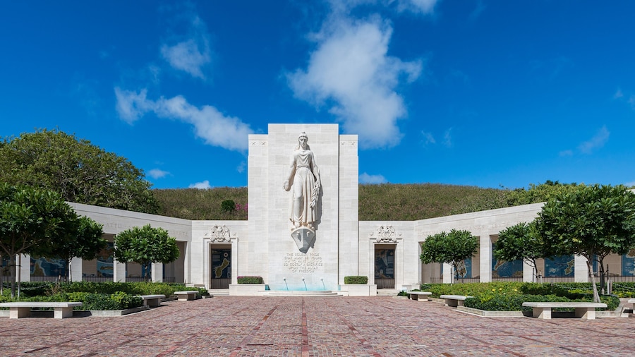 Statue of Lady Columbia on the Honolulu Memorial at the National Memorial Cemetery of the Pacific
