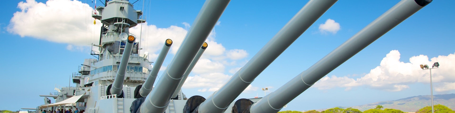 USS Missouri Memorial featuring a monument and military items