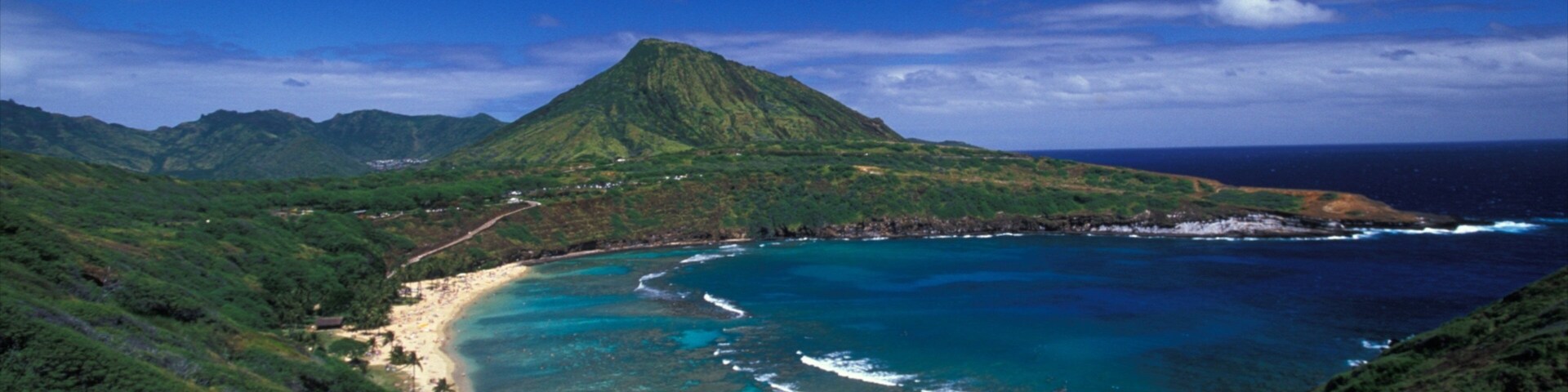 Hanauma Bay Nature Preserve featuring mountains, a bay or harbor and landscape views