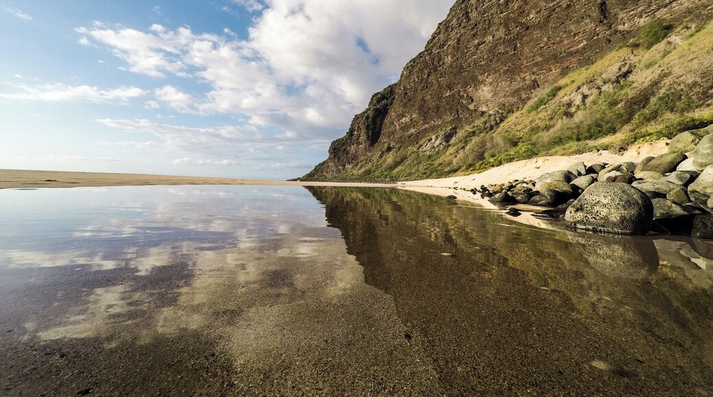 End of the road at the peaceful Polihale Beach and State Park ~ AKA ~ The longest sandy beach in all of the Hawaiian Islands. This is also the start of the remarkable Na Pali Coastline on the garden isle of Kauai. Four-wheel drive is recommended for the road leading to Polihale State Park. Rental car companies do not take emergency roadside service calls at this spot. If you still decide to go in with a two-wheel drive vehicle, be sure to stop at the local grocery store in Waimea town on your way to pick up a 12-pack of "Hawaiian Insurance"-- just in case you need to ask a local to pull you out of the sand ;)
#LifeAtExpedia #ExpediaLocalExpert #NaPaliCoast #Kauai #HawaiianIslands