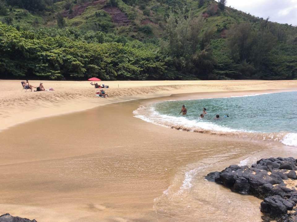 Beautiful Lumahai Beach on Kauai ... It is better to stop the car on the last turn before coming to Lumahai
