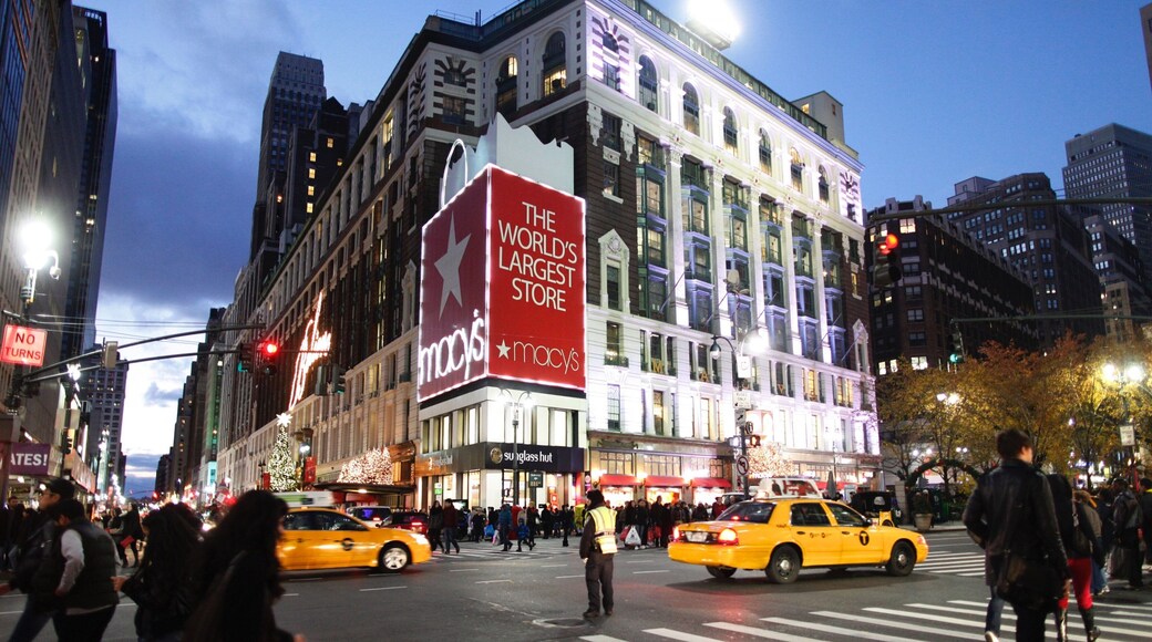 Macy\'s featuring street scenes, night scenes and city views