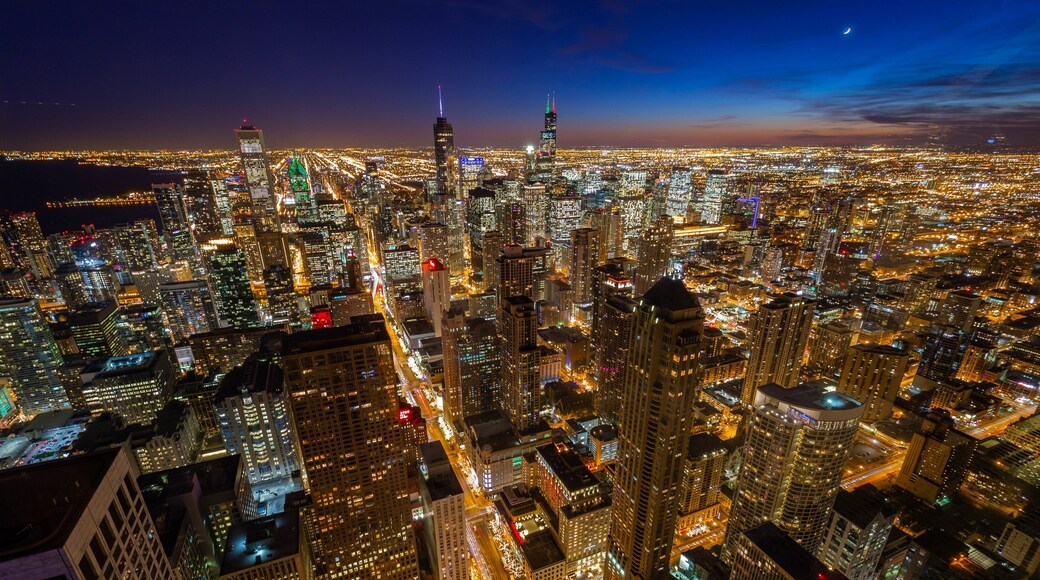 John Hancock Center featuring a city, night scenes and landscape views