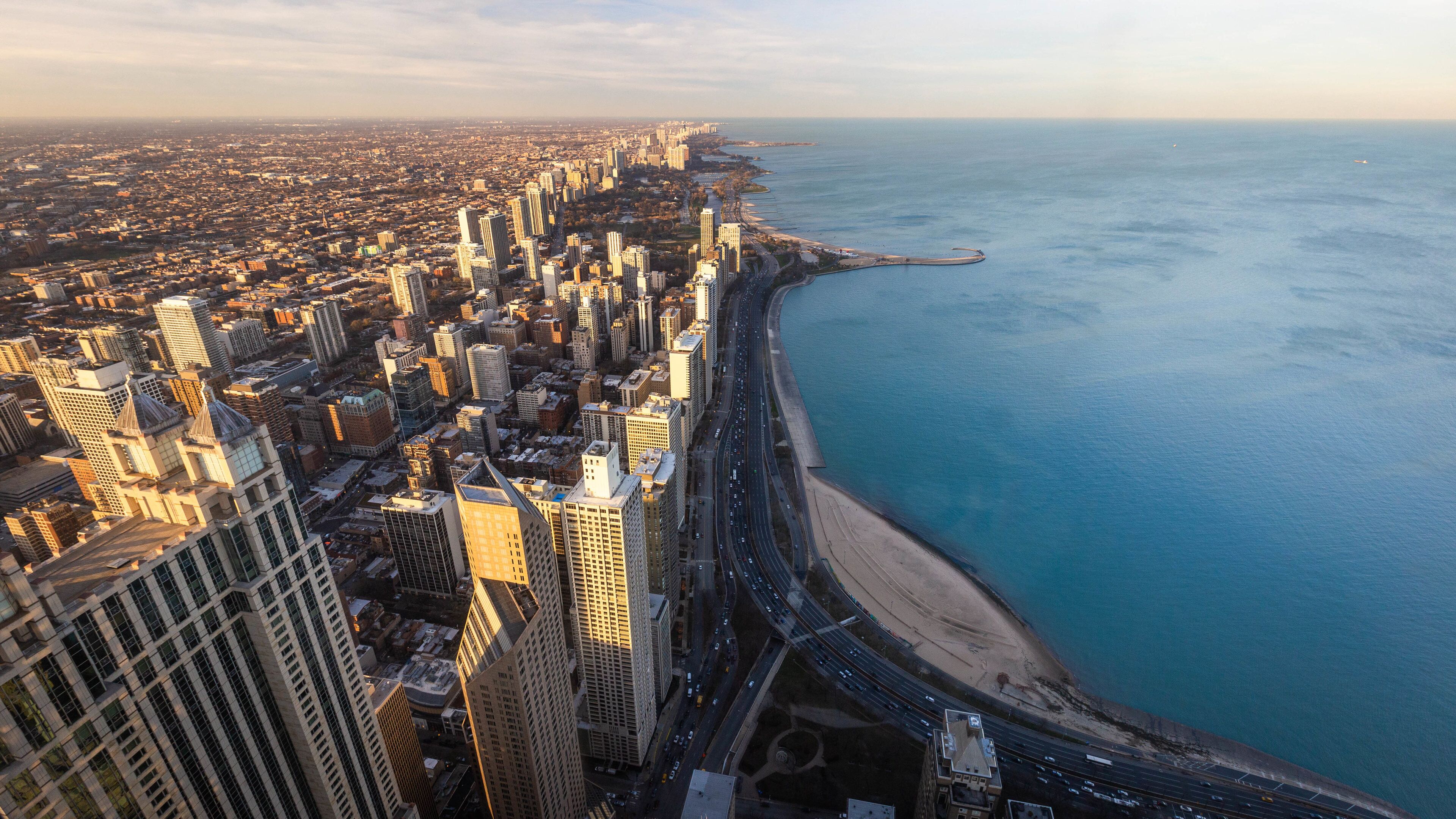 John Hancock Center featuring landscape views, general coastal views and a city