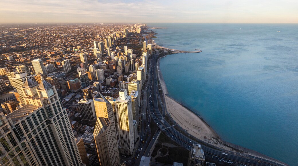 John Hancock Center featuring landscape views, general coastal views and a city