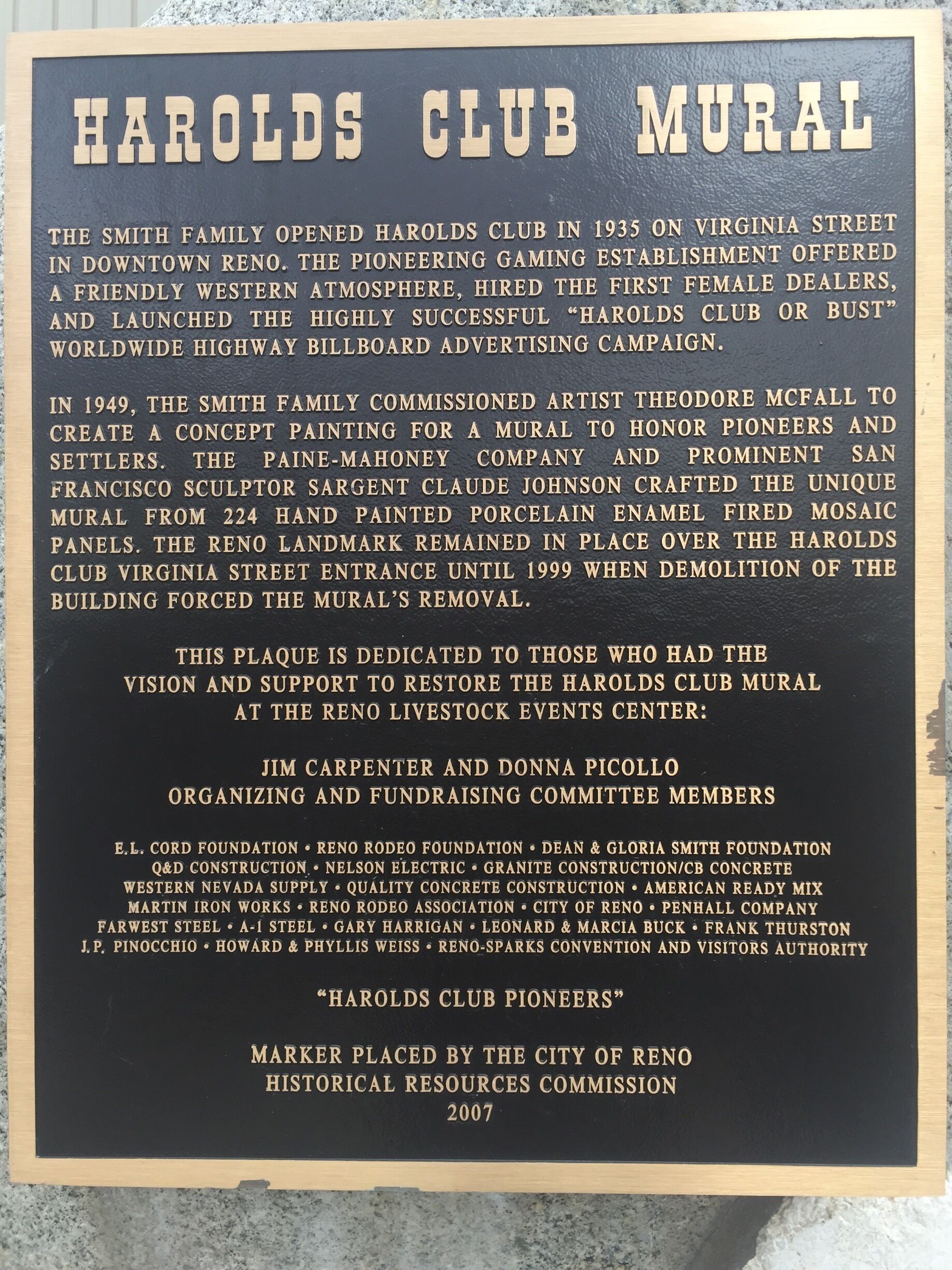 About the Harold's Club Mural. 