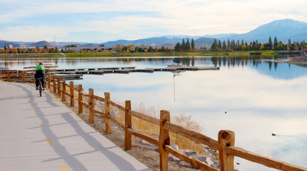Sparks Marina Park featuring a lake or waterhole, a garden and cycling