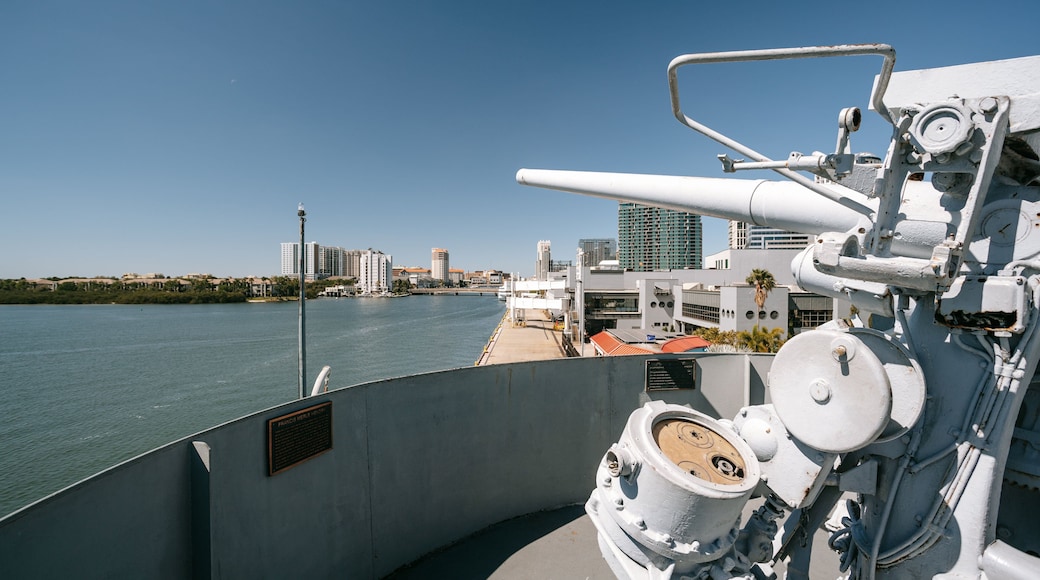 American Victory Ship Mariners Memorial Museum featuring military items and a marina