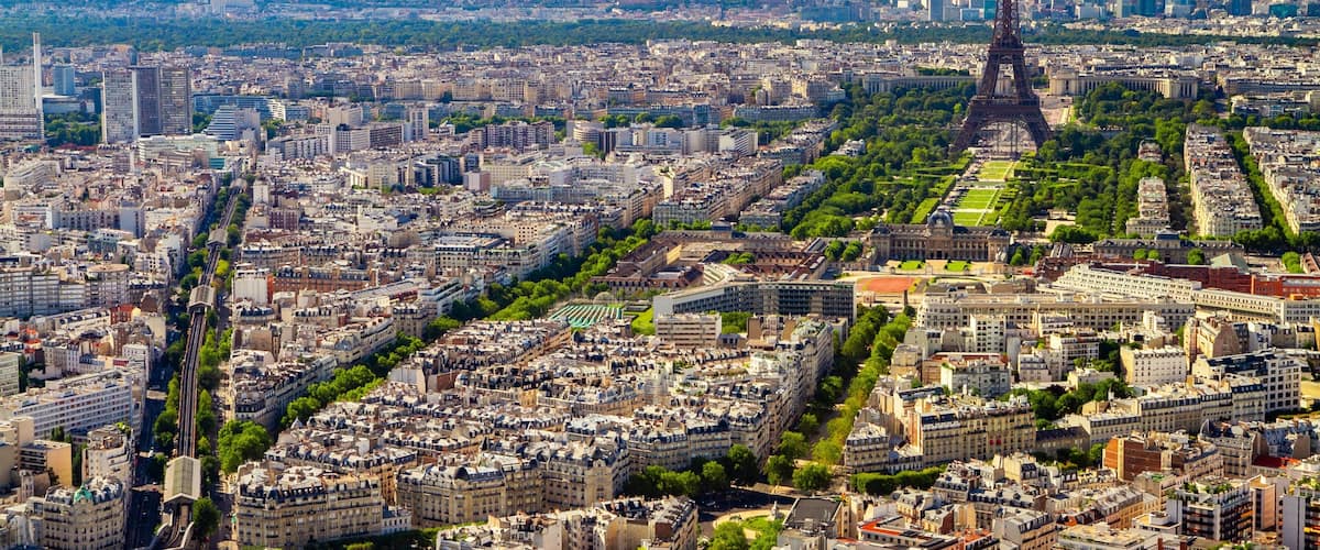 Eiffel Tower showing landscape views and a city