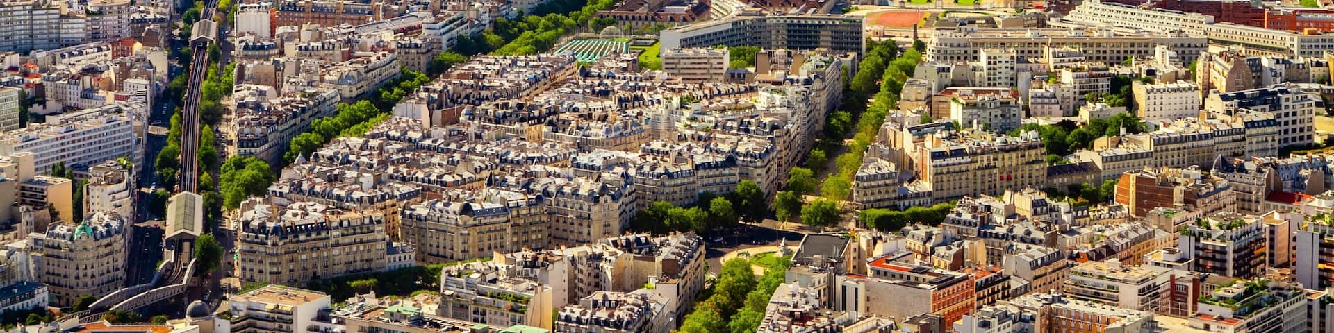 Eiffel Tower showing landscape views and a city