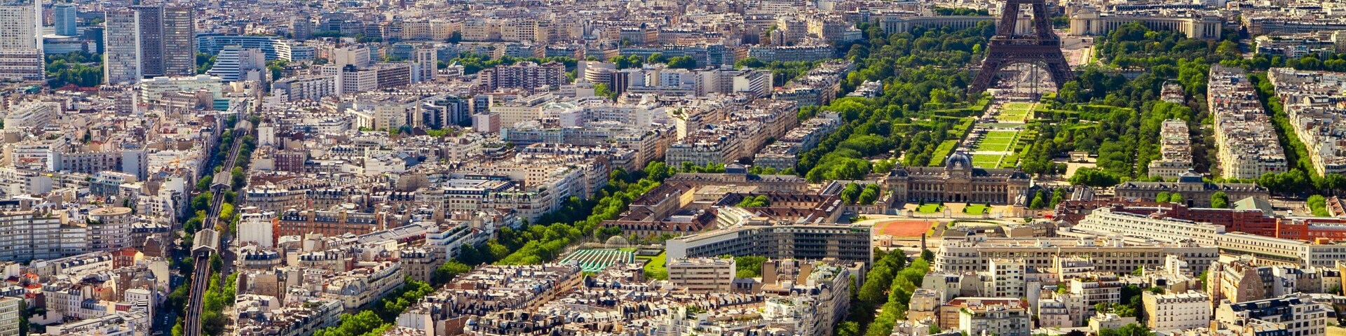 Eiffel Tower showing landscape views and a city