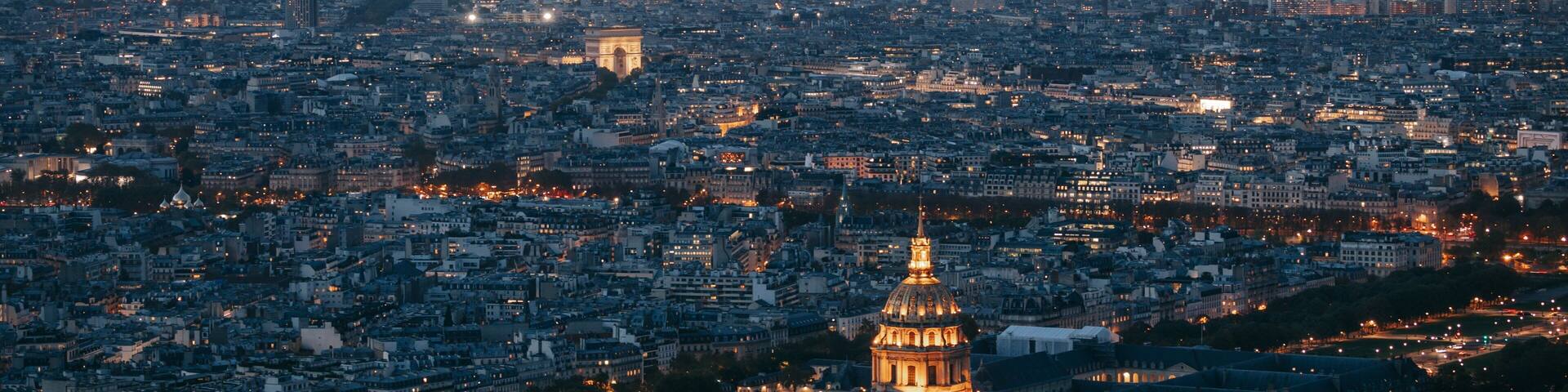 Tour Montparnasse showing a city, landscape views and night scenes