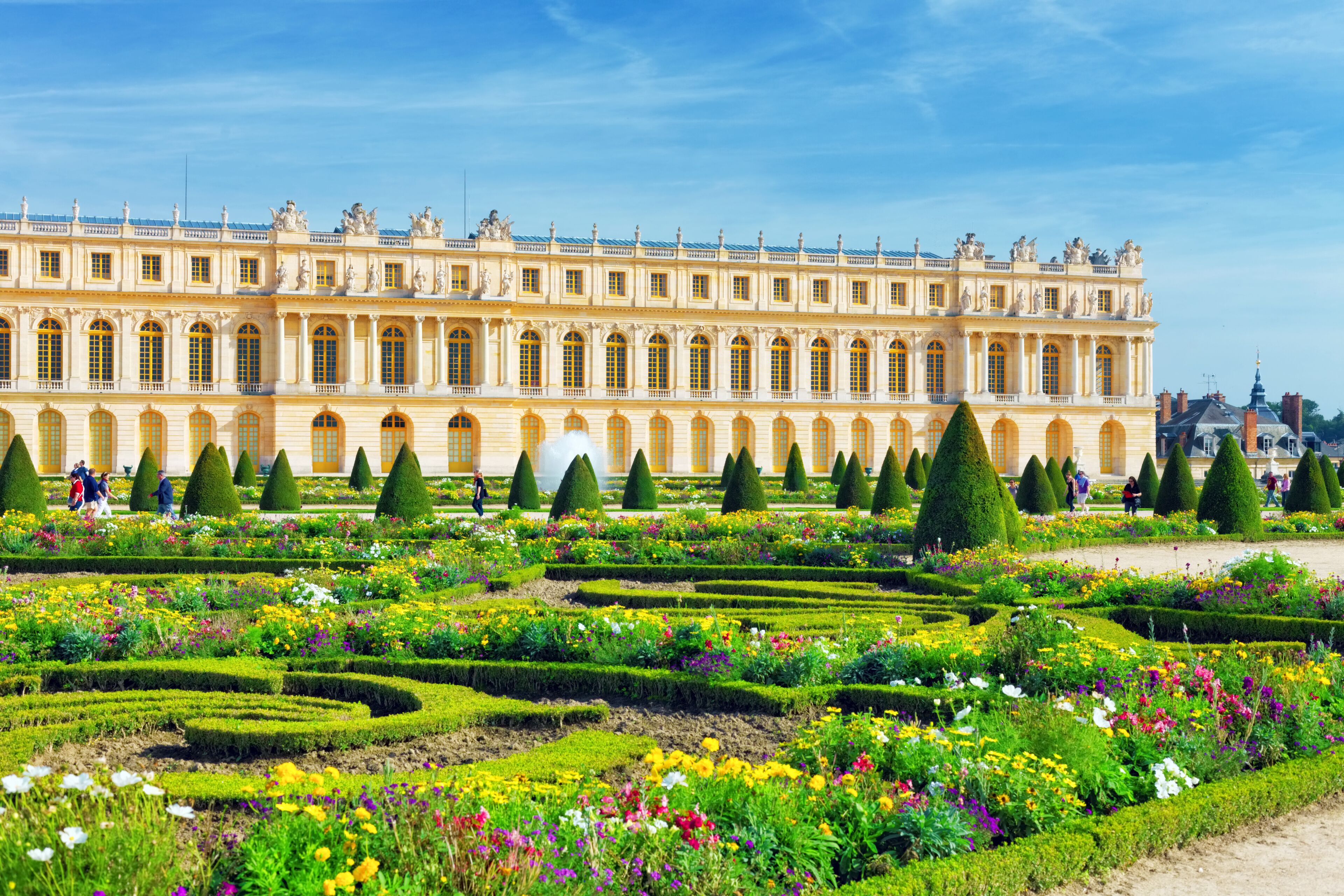 Pond in front of the Royal residence at Versailles near Paris in