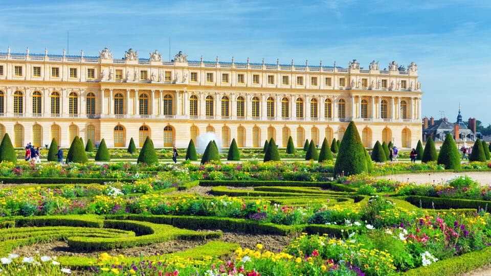 Pond in front of the Royal residence at Versailles near Paris in