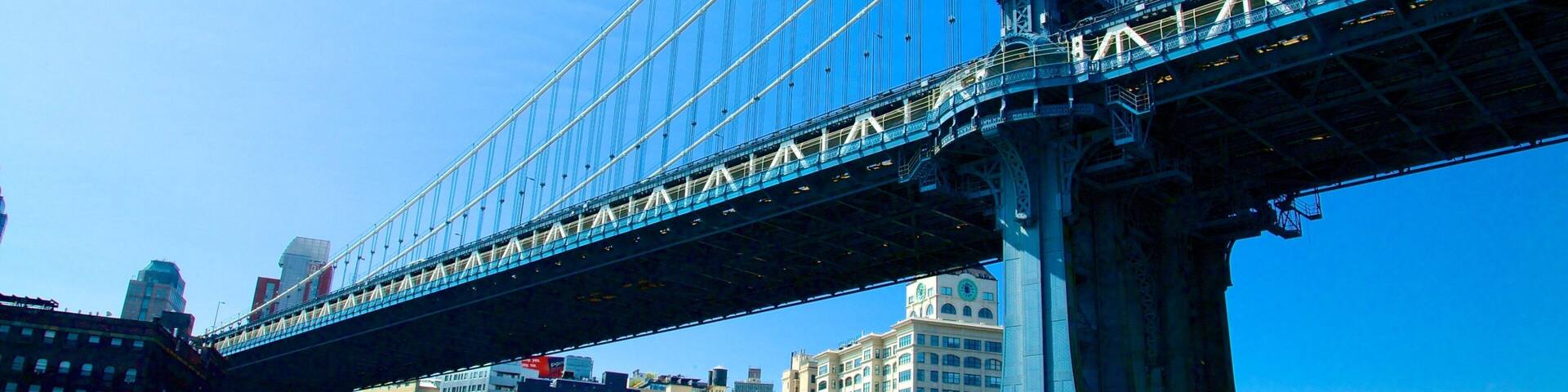 Manhattan Bridge showing a city and a bridge