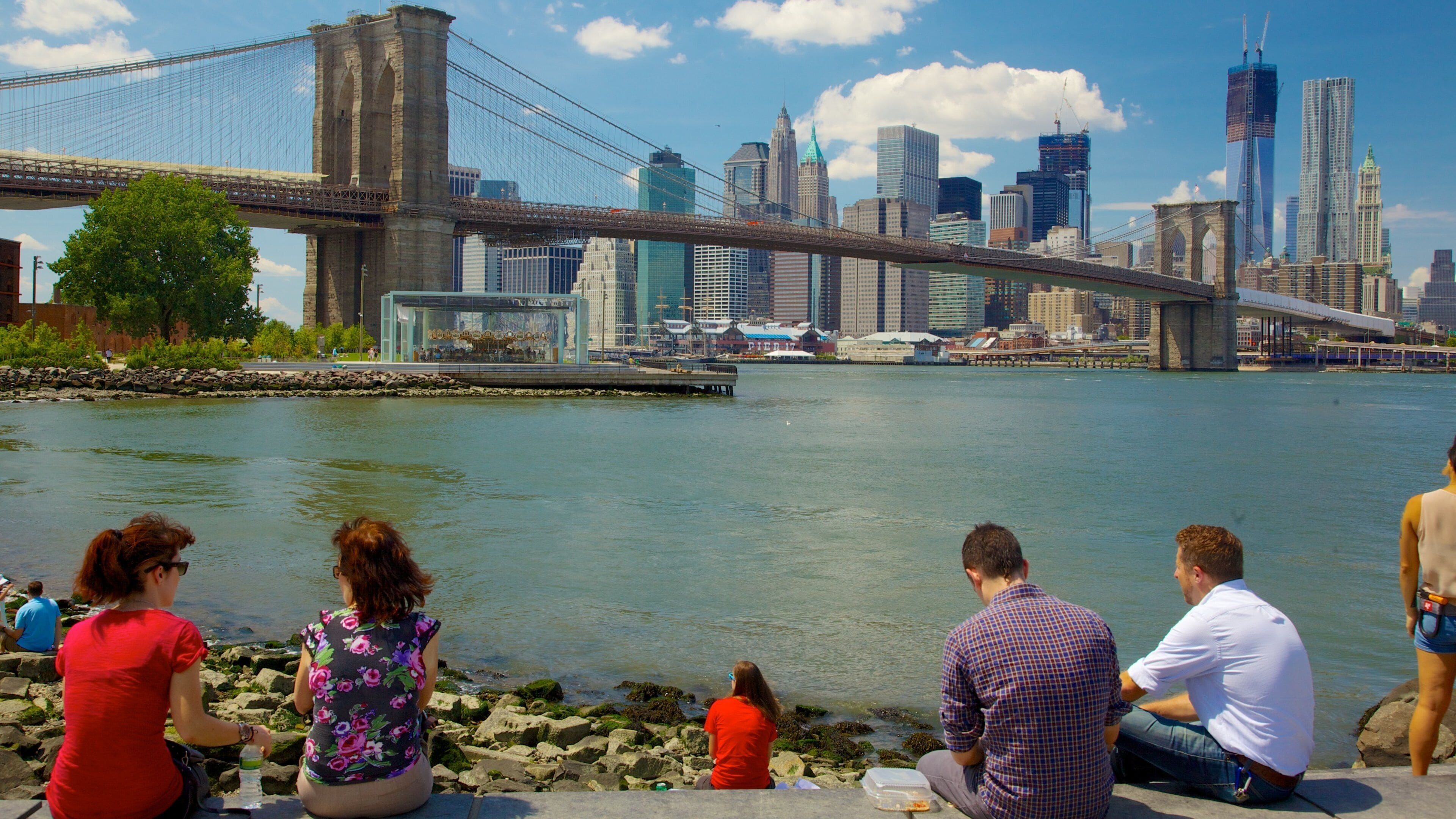 Brooklyn Bridge featuring a city, skyline and views