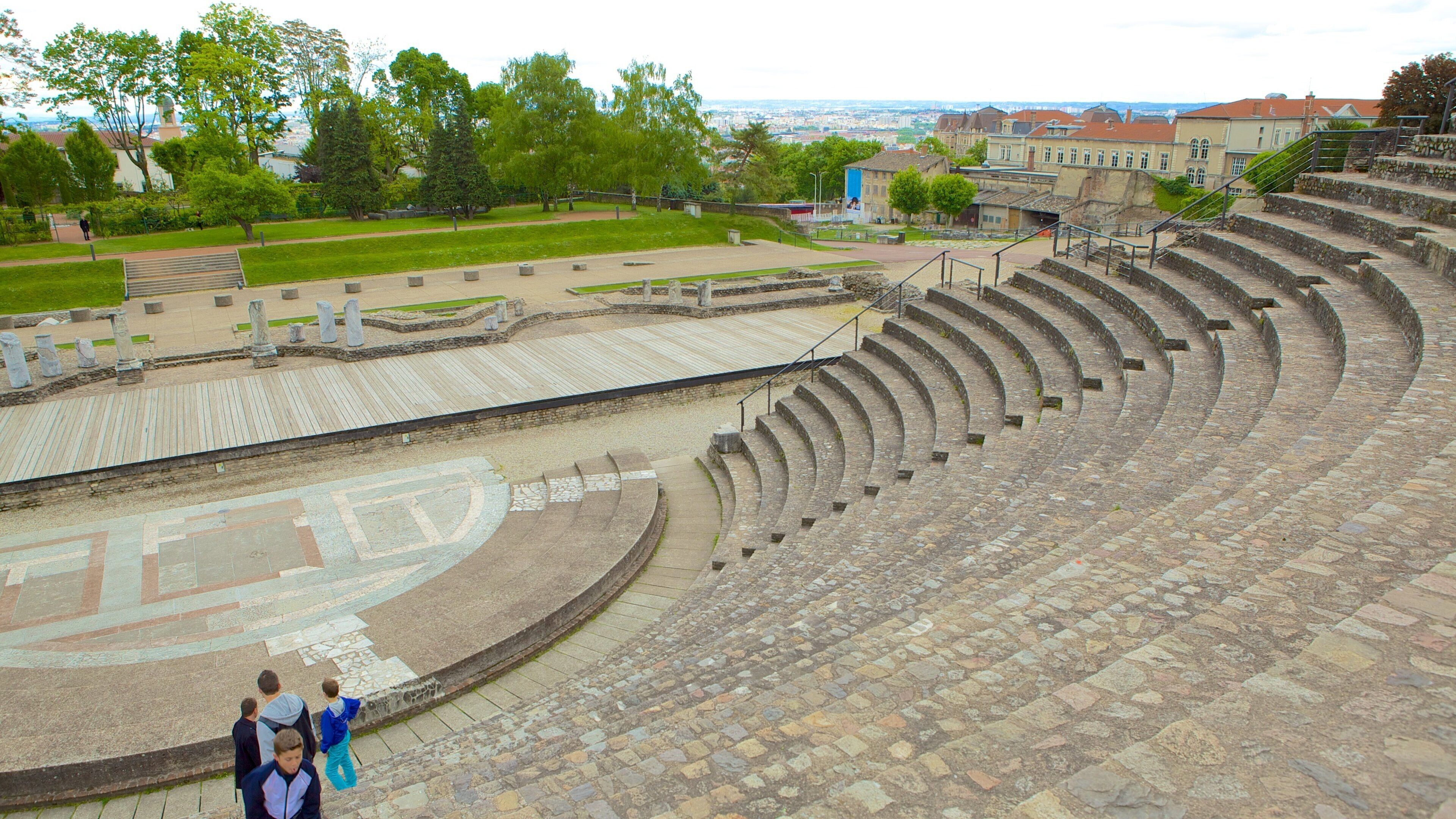 Roman Theatres of Fourviere featuring heritage architecture and theater scenes