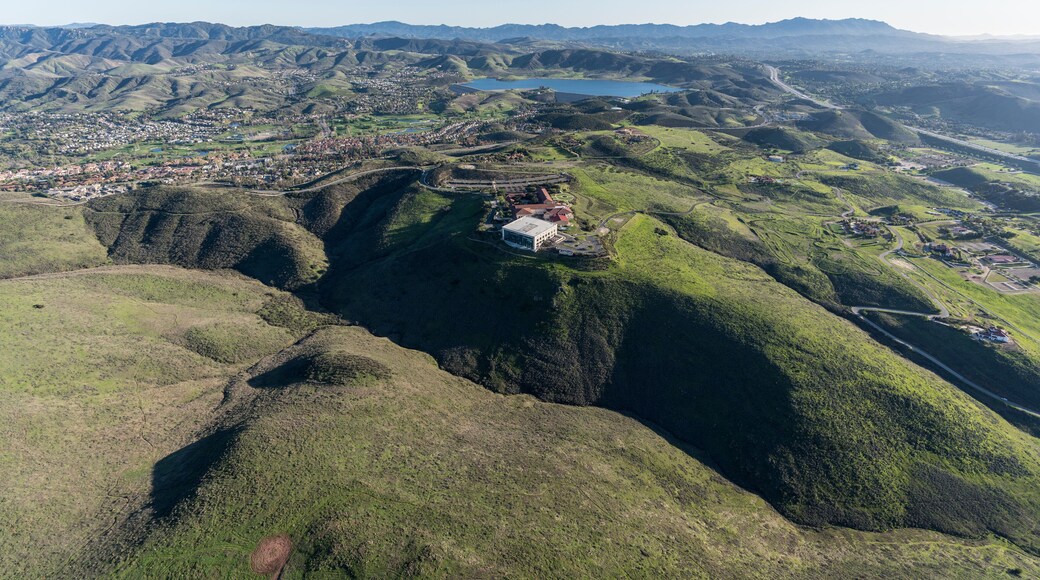 Aerial view of Simi Valley ranch lands and the Ronald Reagan Presidential Library in Ventura County California.