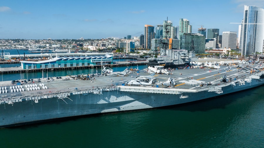 Mighty USS Midway - an aircraft carrier of the United States Navy, the lead ship of its class. Commissioned a week after the end of World War II it is now a museum ship
