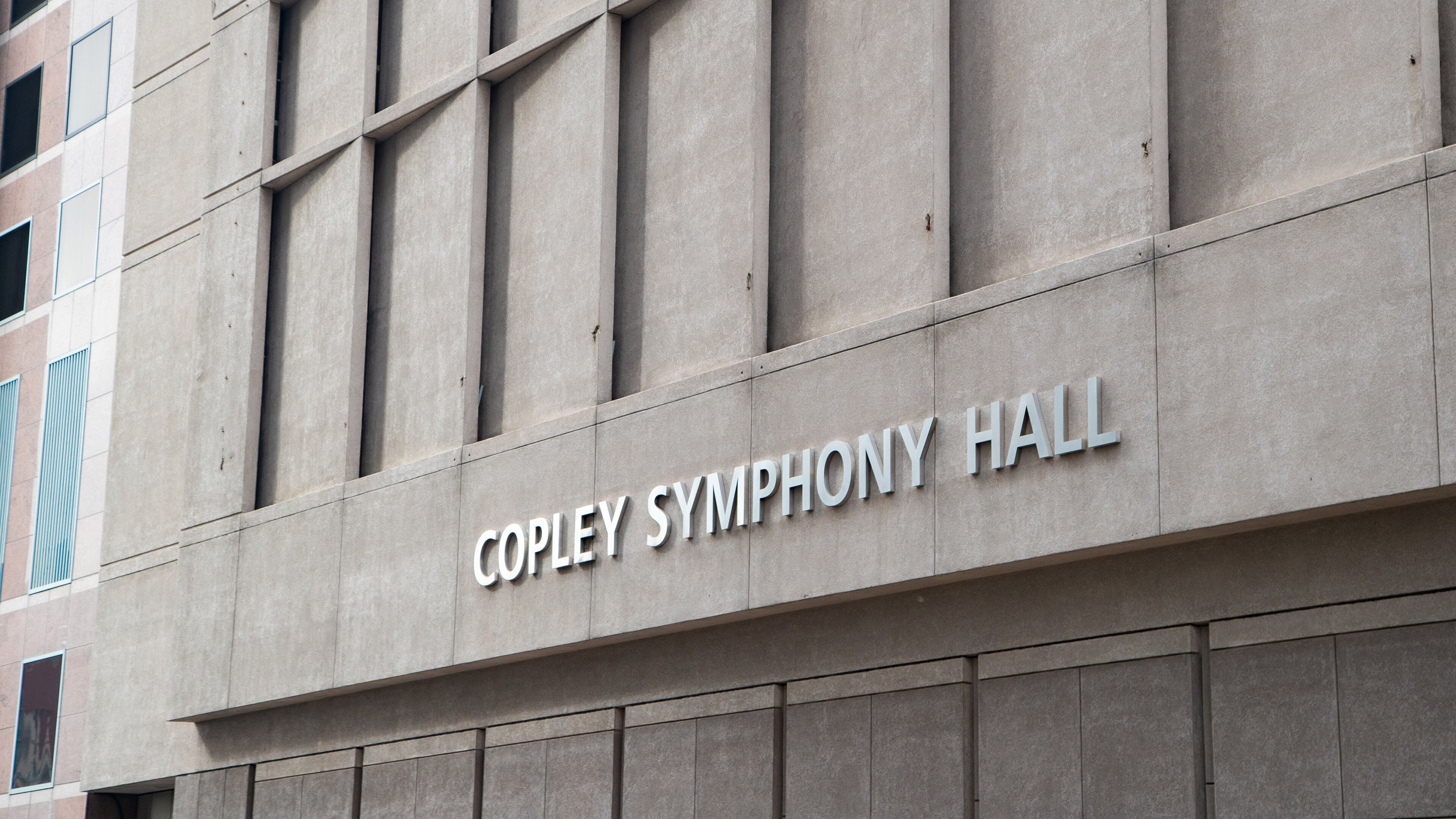 Copley Symphony Hall which includes signage