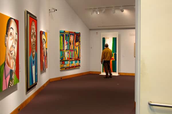 Kemper Museum of Contemporary Art featuring interior views and art as well as an individual male