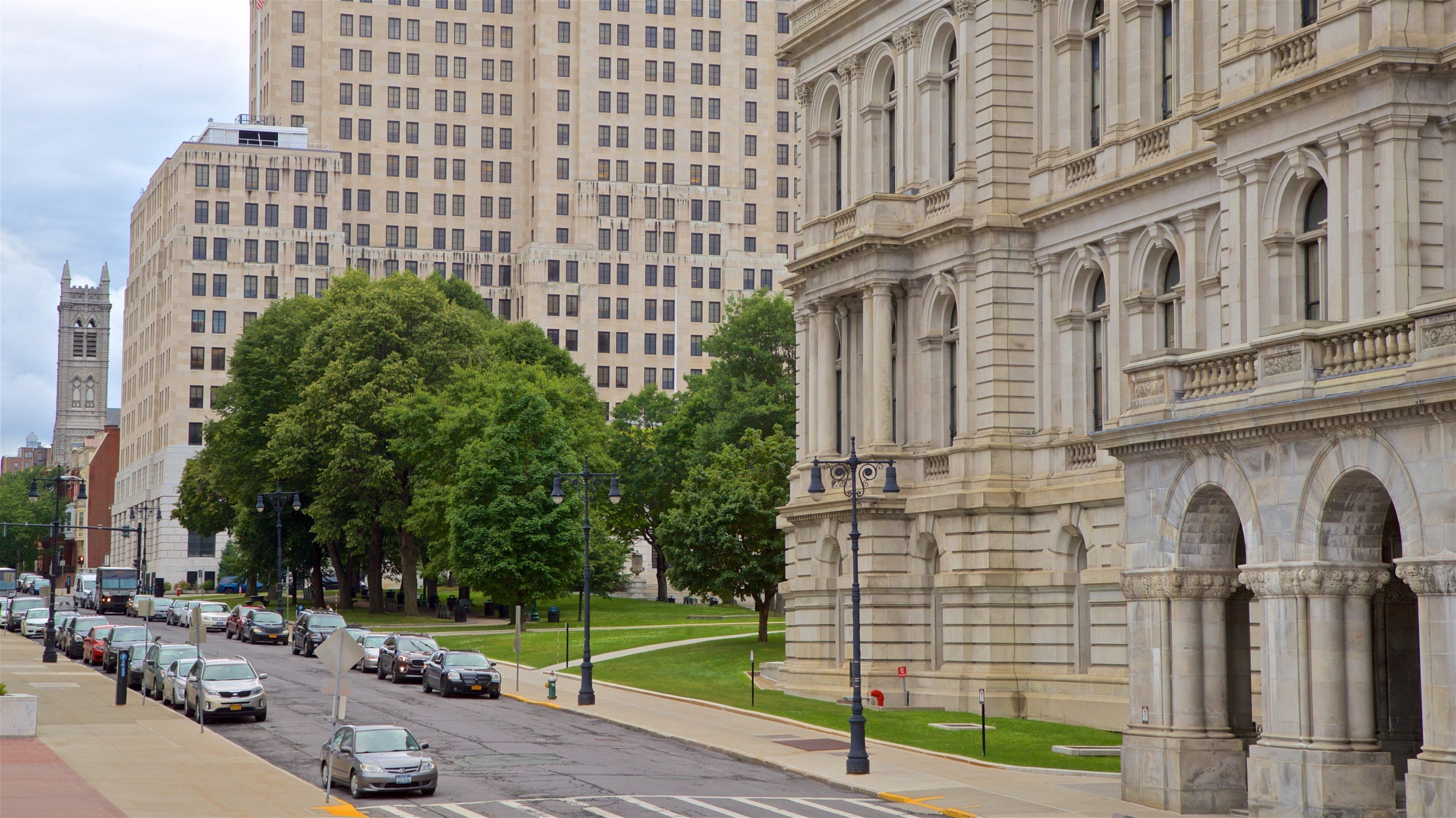 New York State Capitol Building which includes a city and heritage elements
