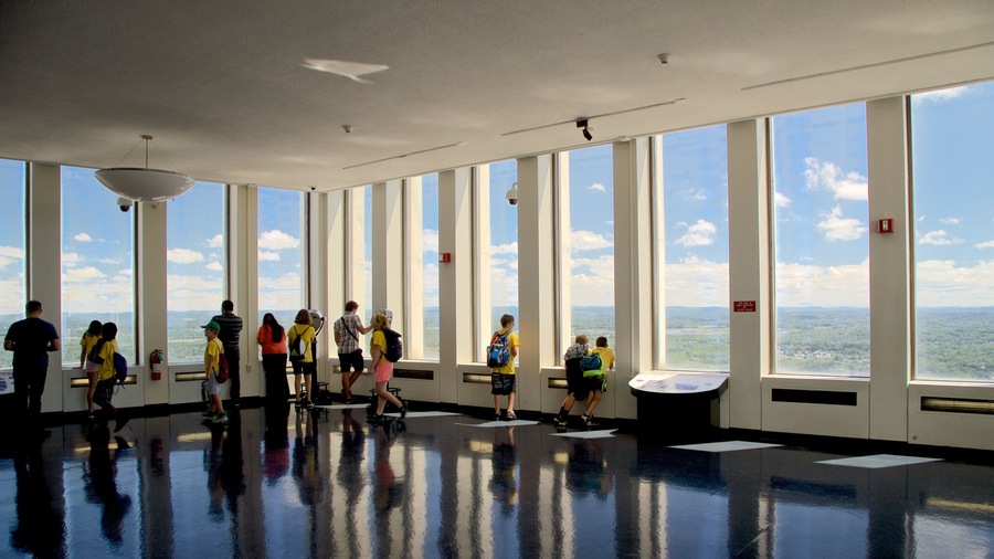 Corning Tower showing views and interior views as well as a small group of people