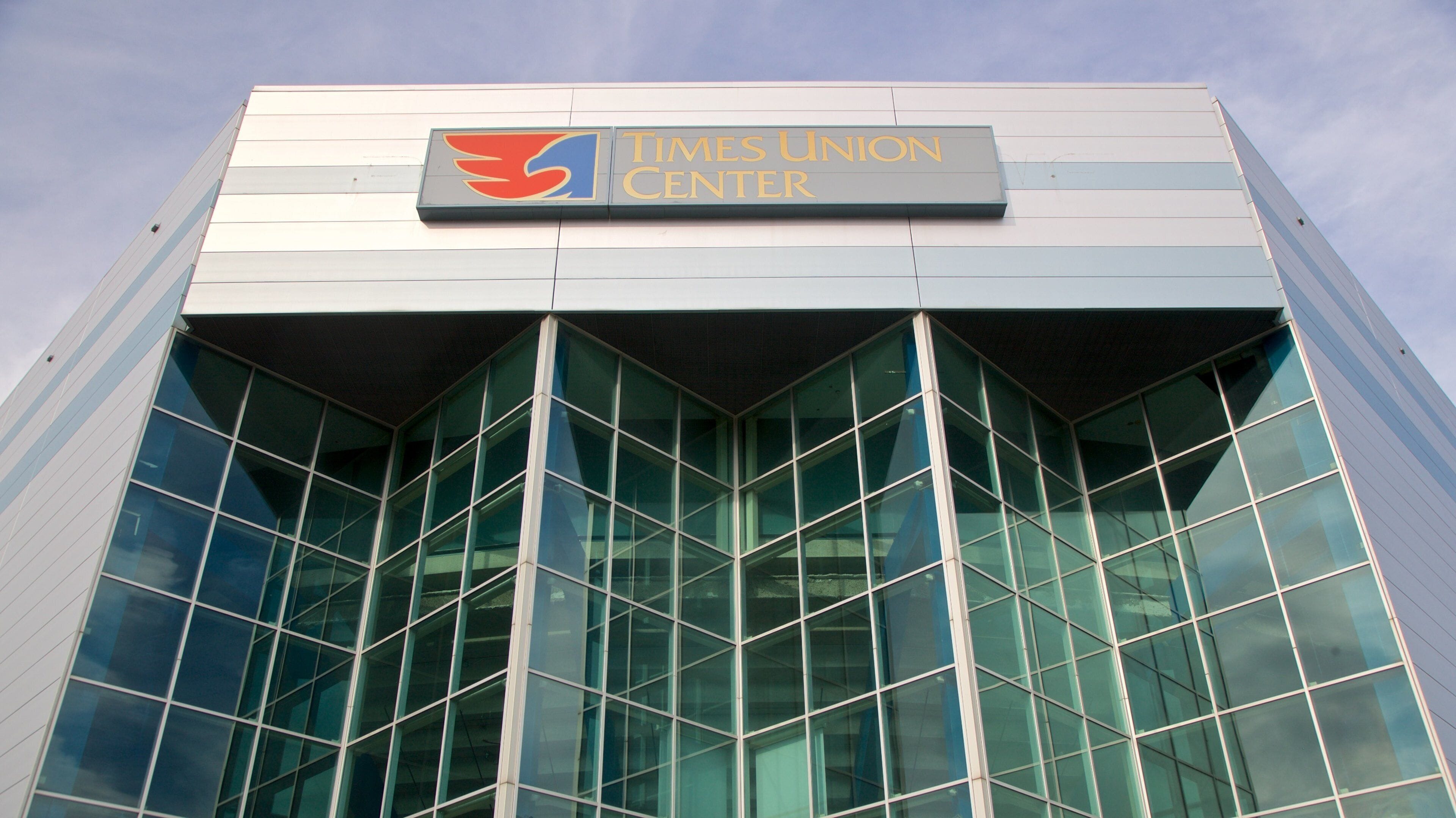 MVP Arena which includes modern architecture and signage