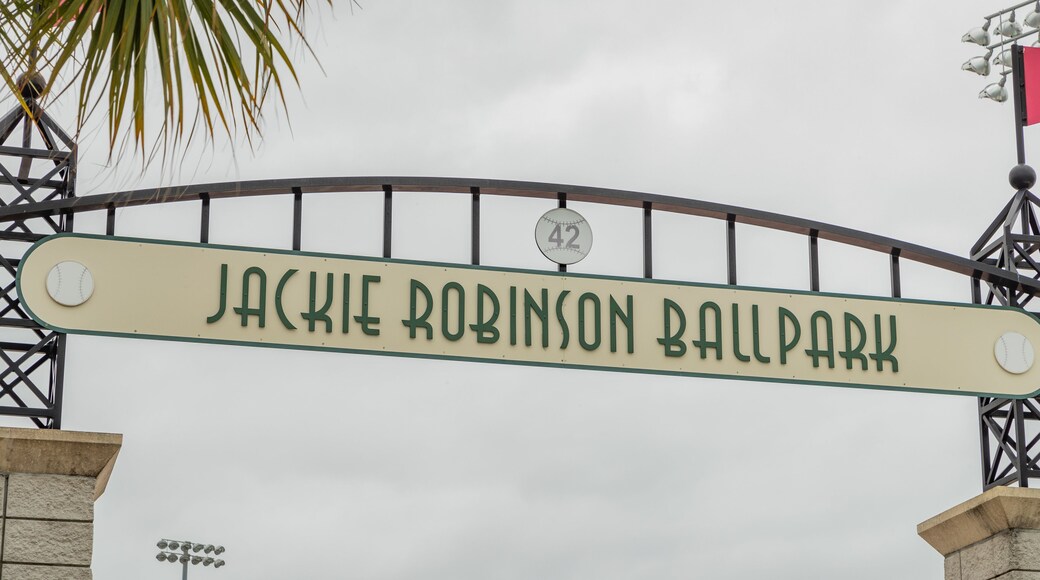 Jackie Robinson Ballpark and Statue which includes signage