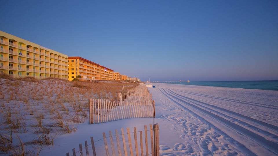 Okaloosa Island which includes a beach and a hotel