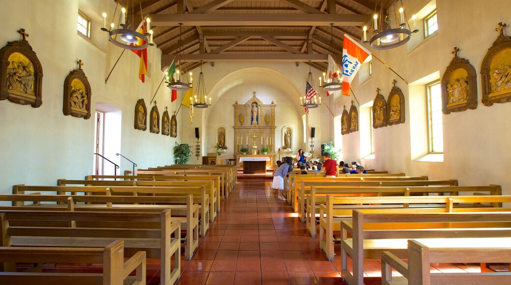 Mission San Rafael Arcangel featuring religious aspects, interior views and a church or cathedral