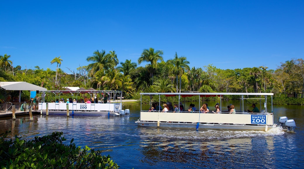 Naples Zoo at Caribbean Gardens showing zoo animals and boating