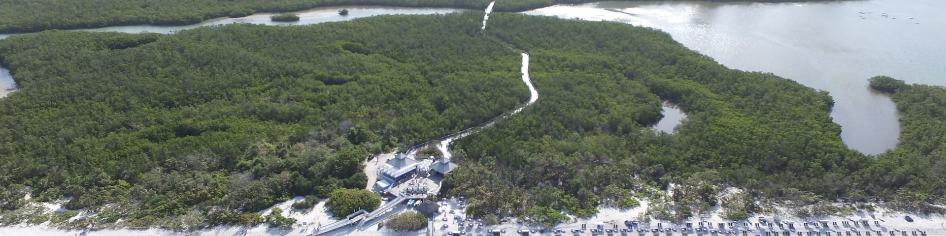 drone aerial of clam pass park
