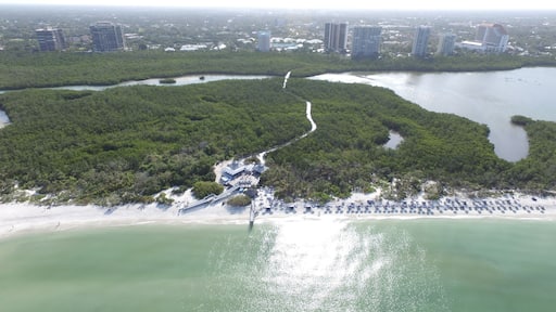 drone aerial of clam pass park