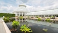 New York Botanical Gardens showing a pond and a garden