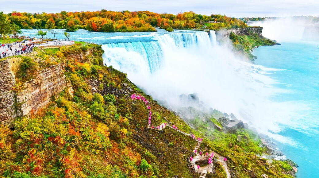 View of Niagara Falls from American side in autumn.
