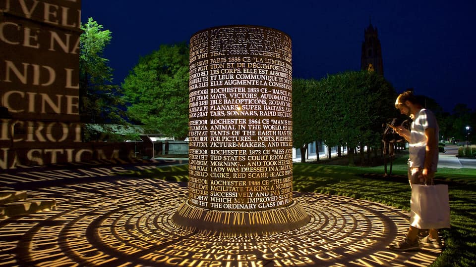 Memorial Art Gallery showing night scenes as well as an individual male