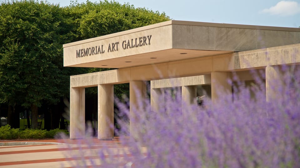 Memorial Art Gallery showing wild flowers and signage