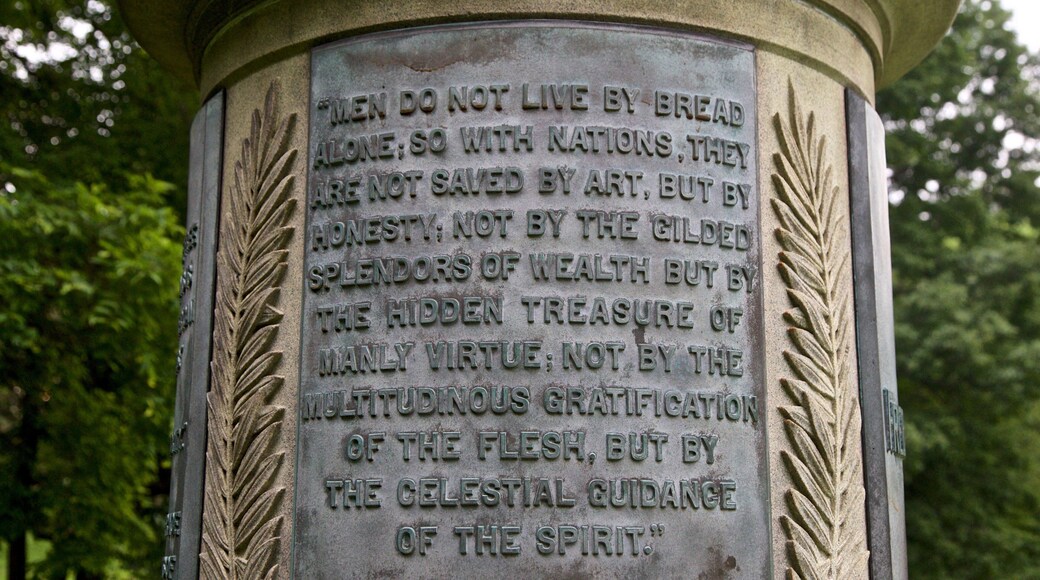 Frederick Douglass Statue which includes signage