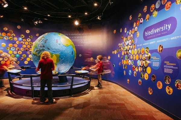 Discovery Place showing signage and interior views
