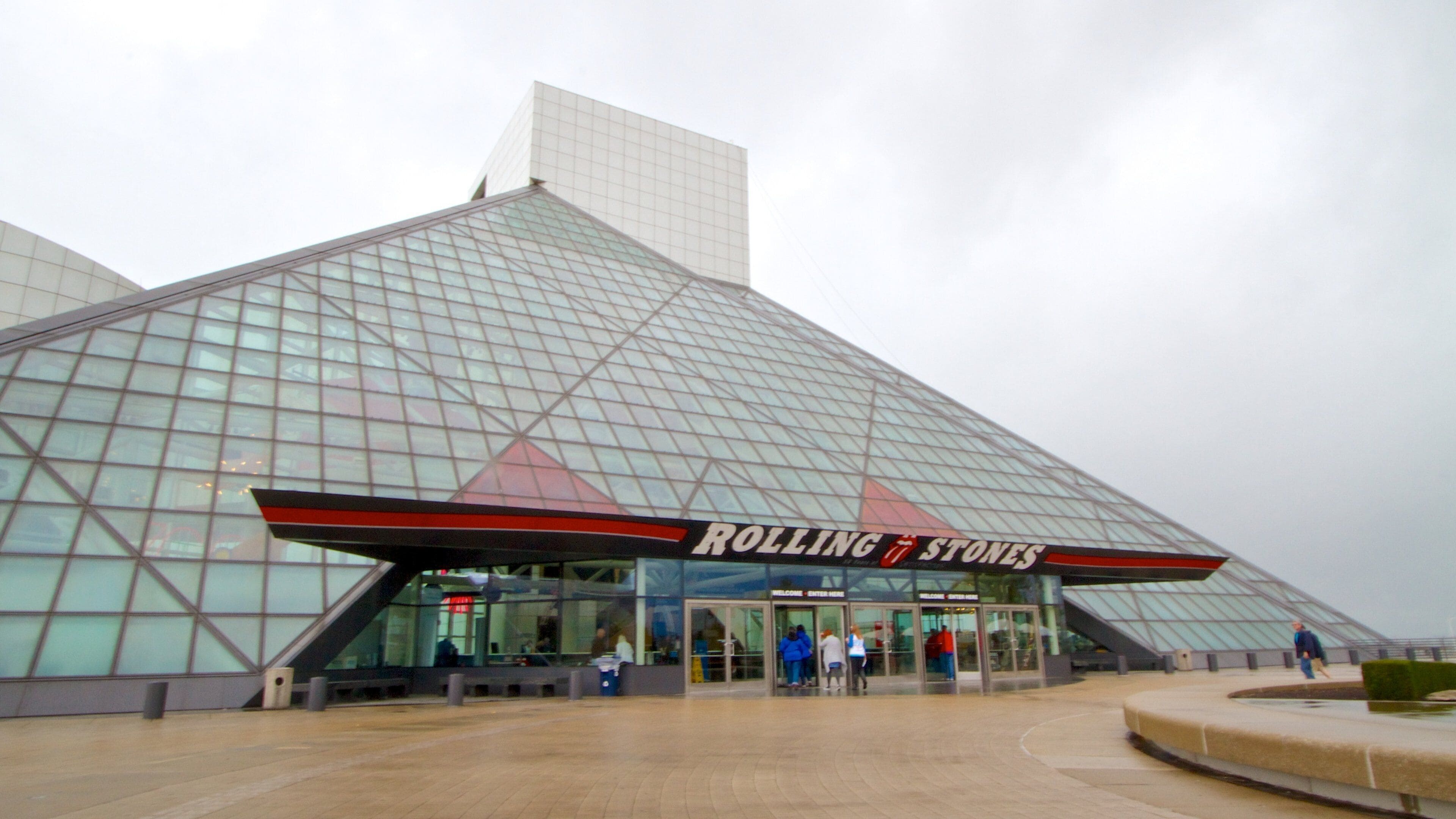 Rock and Roll Hall of Fame showing modern architecture and music