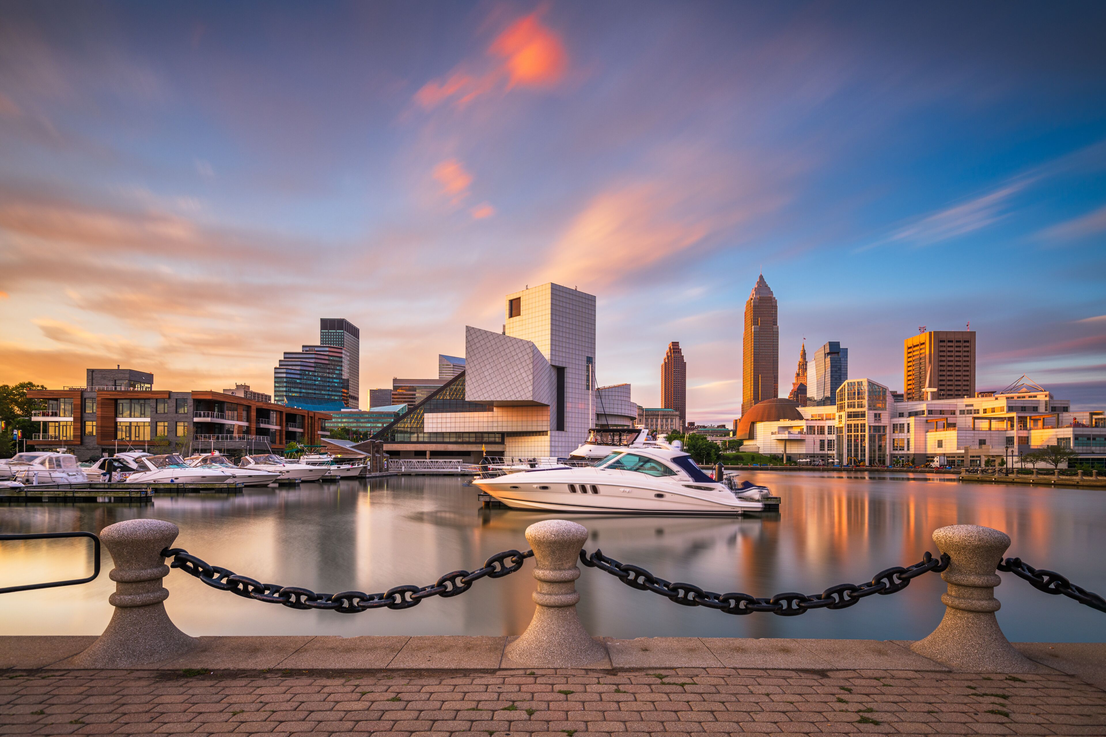 Cleveland, Ohio, USA Downtown City Skyline and Harbor