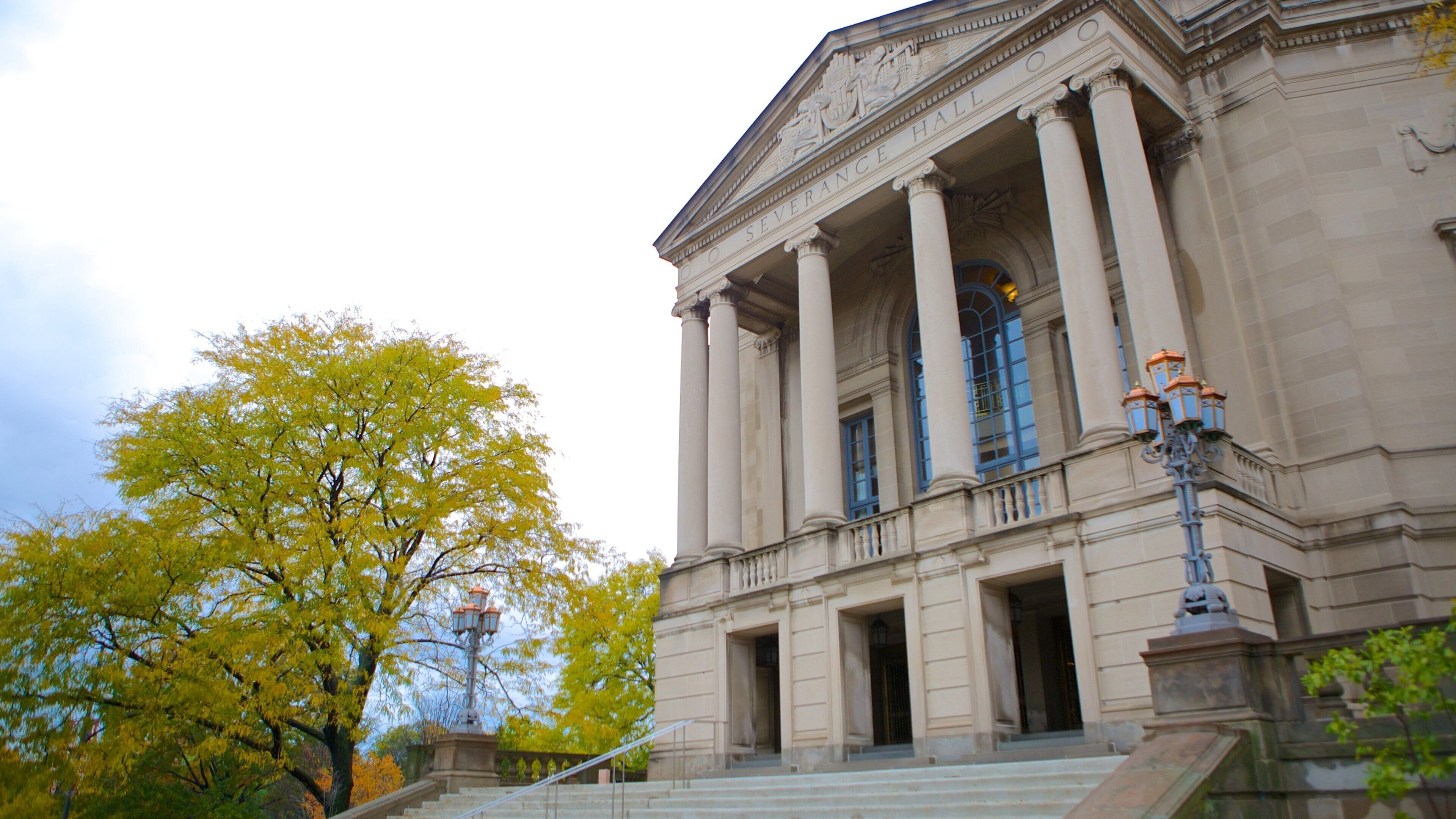 Severance Hall featuring heritage architecture and an administrative buidling