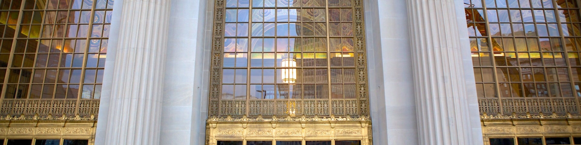 Terminal Tower which includes railway items and heritage architecture