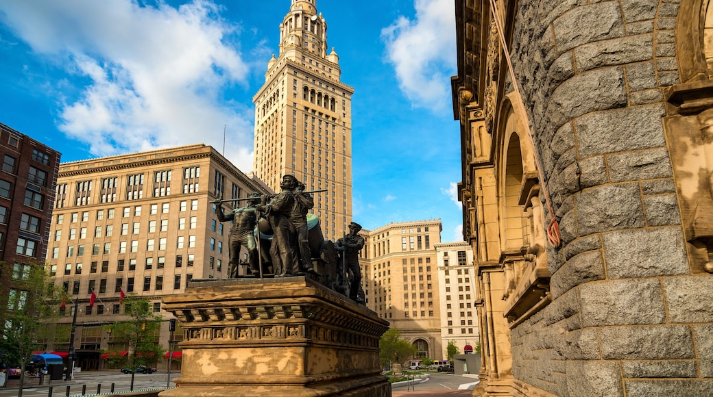 Soldiers and Sailors Monument on Cleveland's Public Square, with Terminal Tower in background