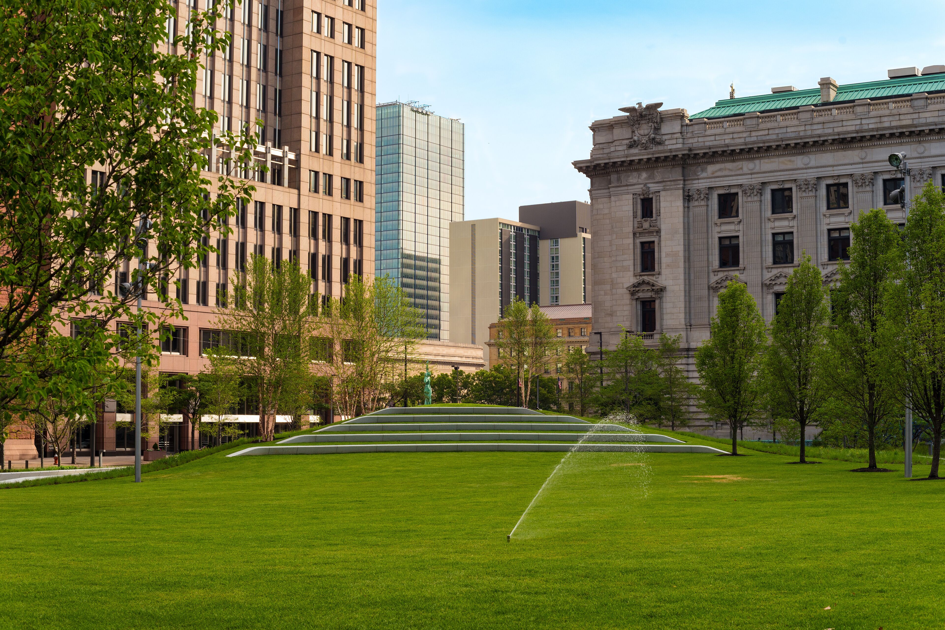 The concert and event lawn on the recently renovated Public Square in Cleveland