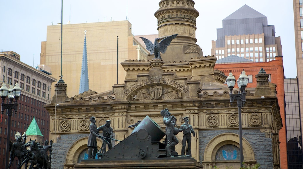 Soldiers and Sailors Monument which includes a city, heritage architecture and a monument