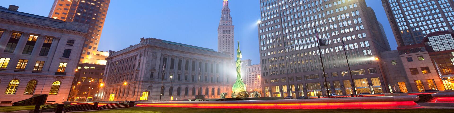 Skyline of Cleveland at dawn, USA