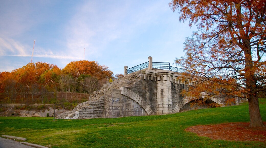 Krohn Conservatory som omfatter efterårsfarver og en park